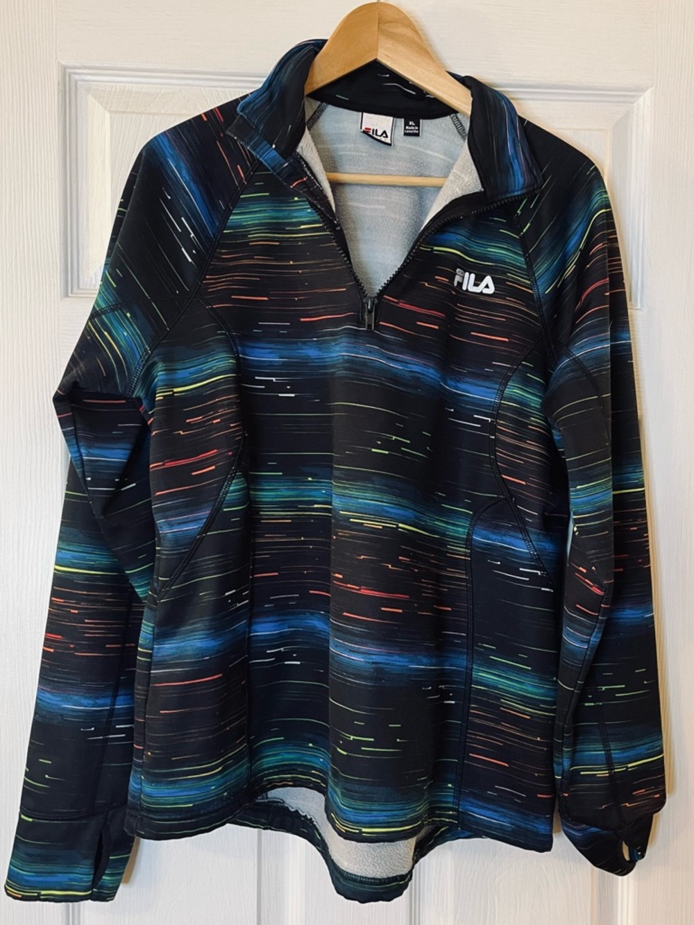 FILA Multicolor Athletic 1/4 Zip Jacket Rainbow Light Fleece inside